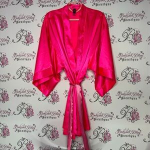 La senza robe kimono lightweight silky satiny neon pink with waist tie